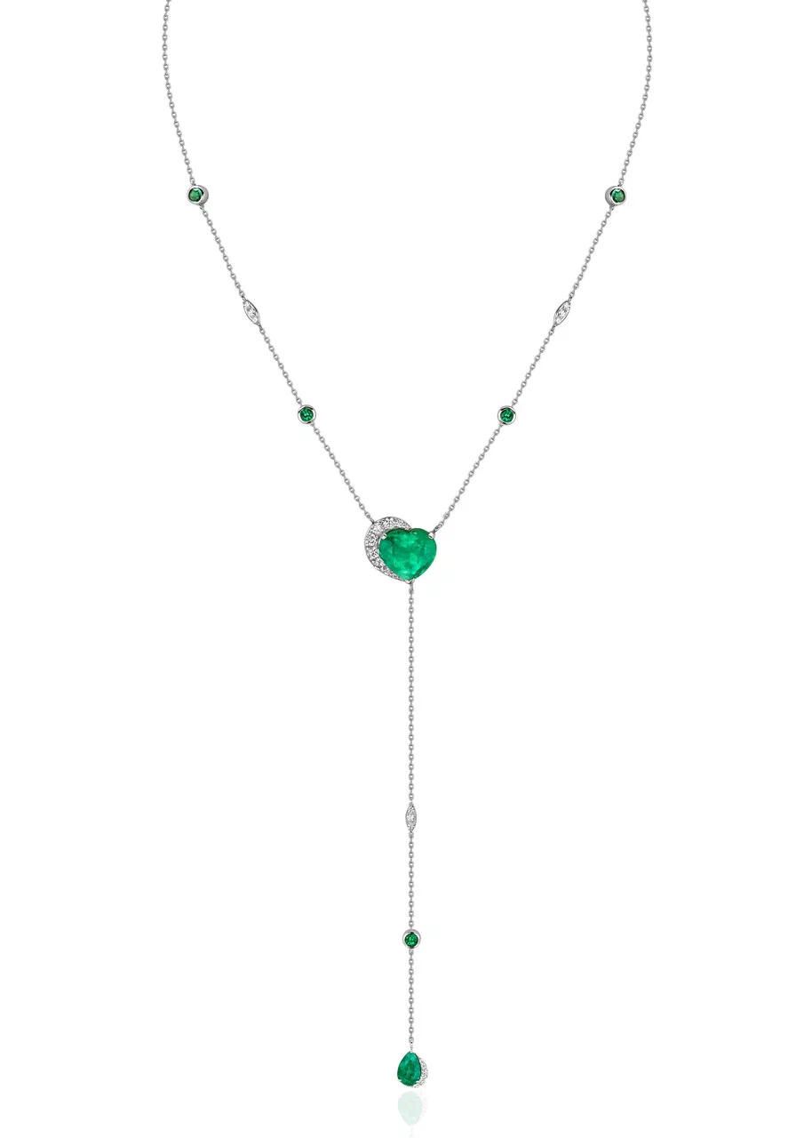 0B5A3231 High Jewelry Колье галстук с колумбийским изумрудом и бриллиантами — изображение 1