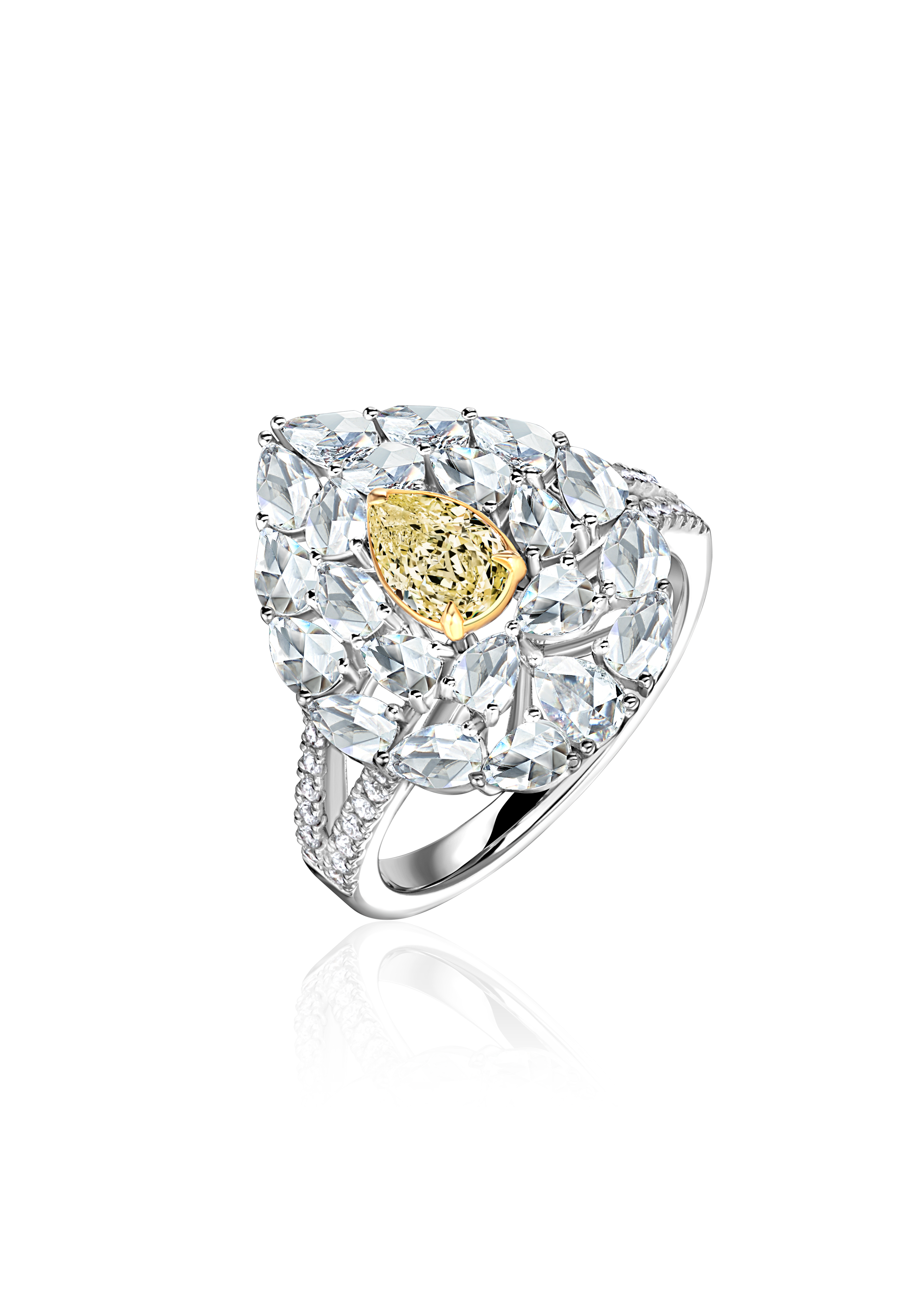 Stacked from 26 images. Method=B (R=8,S=4) High Jewelry Кольцо из белого золота с бриллиантами — изображение 1